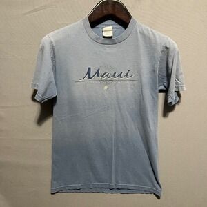 Sundog Maui Hawaii Sun Faded Blue Graphic T-Shirt Small Vintage Surf Tee Y2k